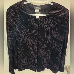 2 Pc Vtg Velvet Irredescent Wave Rhinestone Cardigan Set, Stunning! See Video